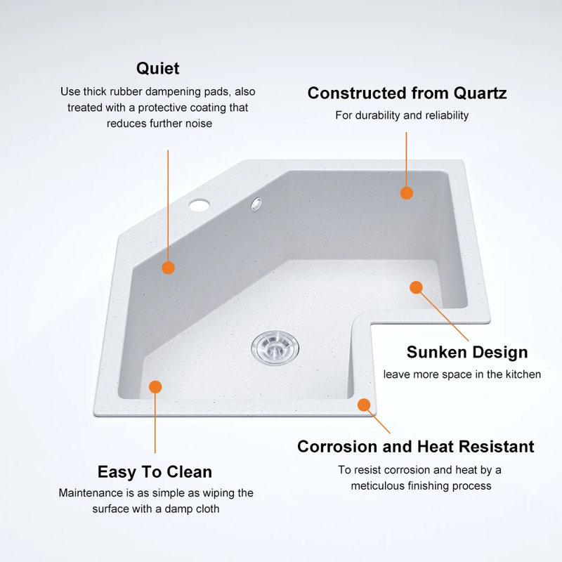 Homary 25.2'' L Double Bowl Quartz Kitchen Sink & Reviews